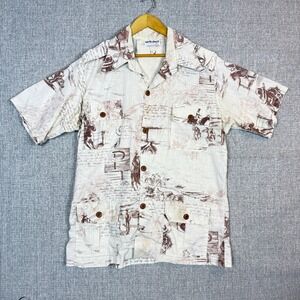North Shore Hawaii Camp Shirt Western Print Button‎ Up Short Sleeve Mens Sz 2XL
